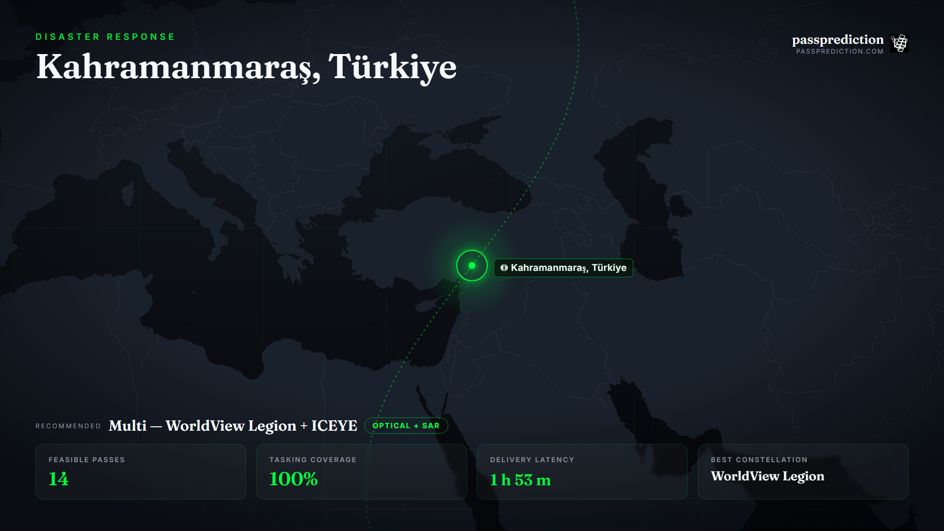 Earthquake Response Over Kahramanmaraş, Türkiye — mission scene over Kahramanmaraş, Türkiye
