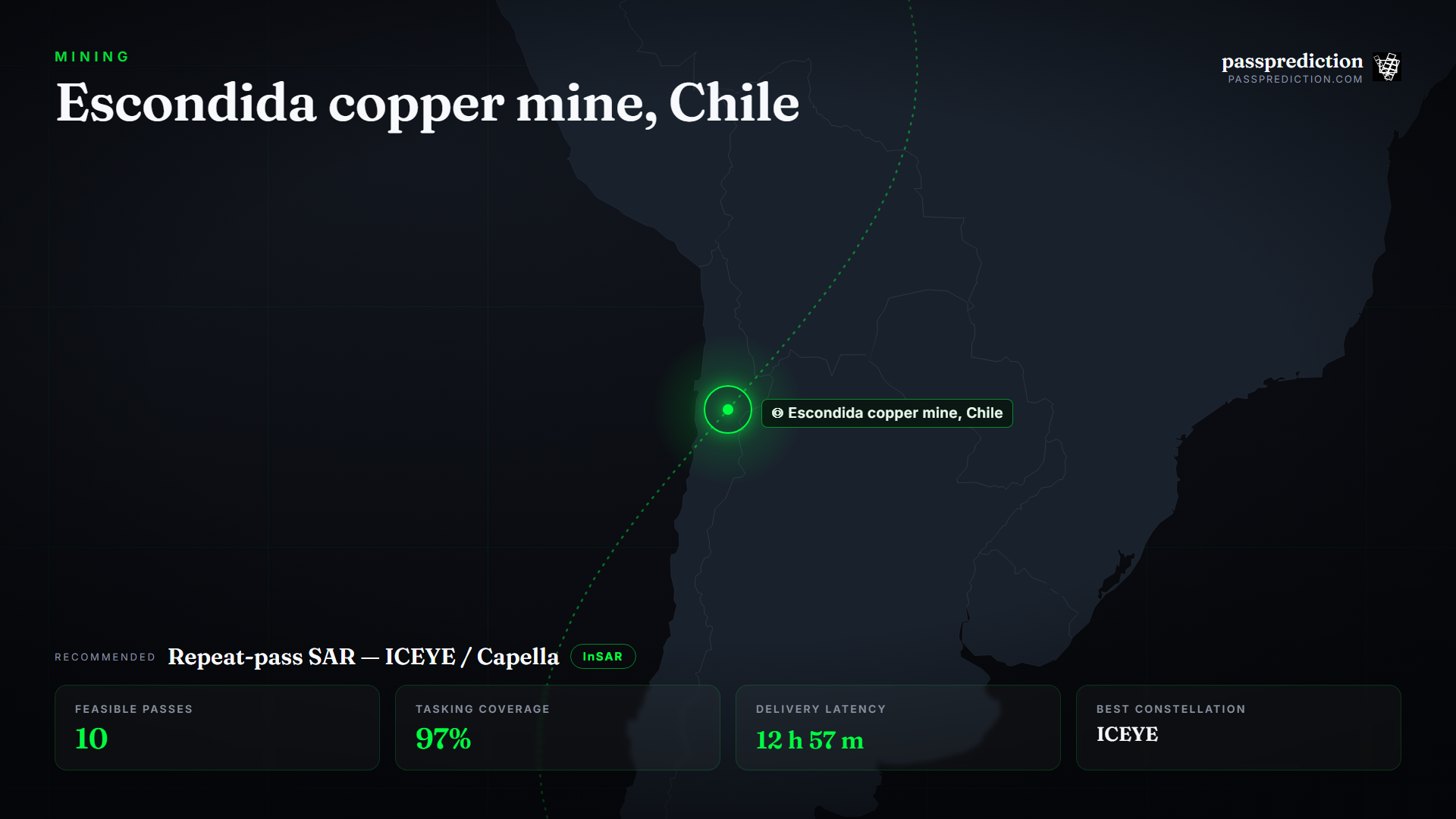 Tailings & Stockpile Monitoring at the Escondida Copper Mine — mission scene over Escondida copper mine, Chile